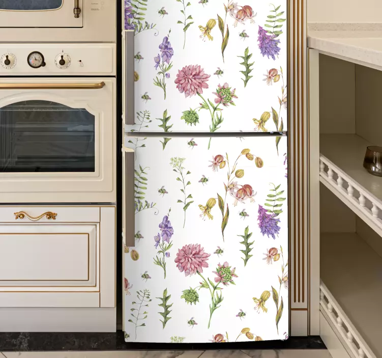 Sticker frigo application d'imprimé floral - TenStickers