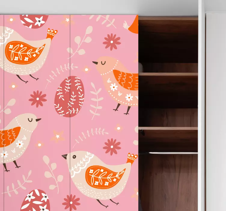 Sticker frigo art populaire de pâques - TenStickers