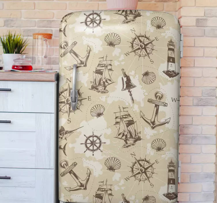 Sticker frigo décor marine à thème nautique - TenStickers