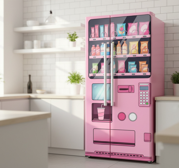 Sticker frigo machine à bonbons rose - TenStickers
