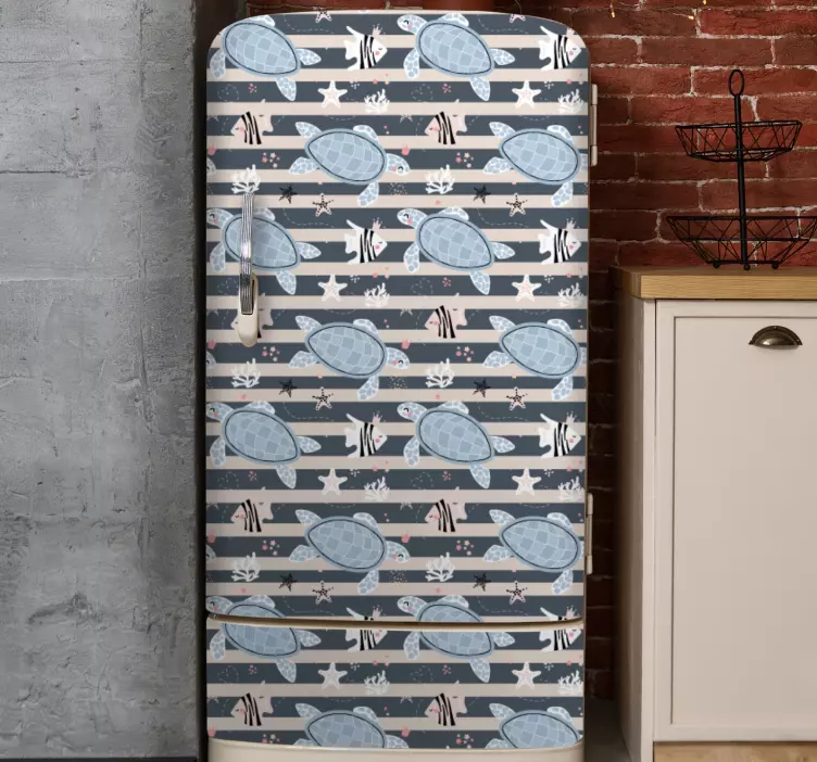 Sticker frigo motif à rayures de tortue - TenStickers