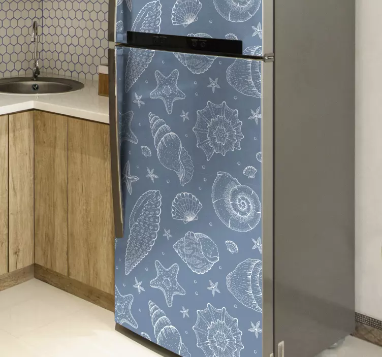 Sticker frigo motif coquillage bleu - TenStickers