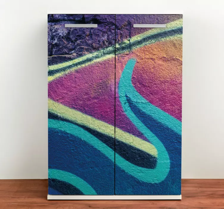 Adhésif meuble motif de vagues colorées - TenStickers