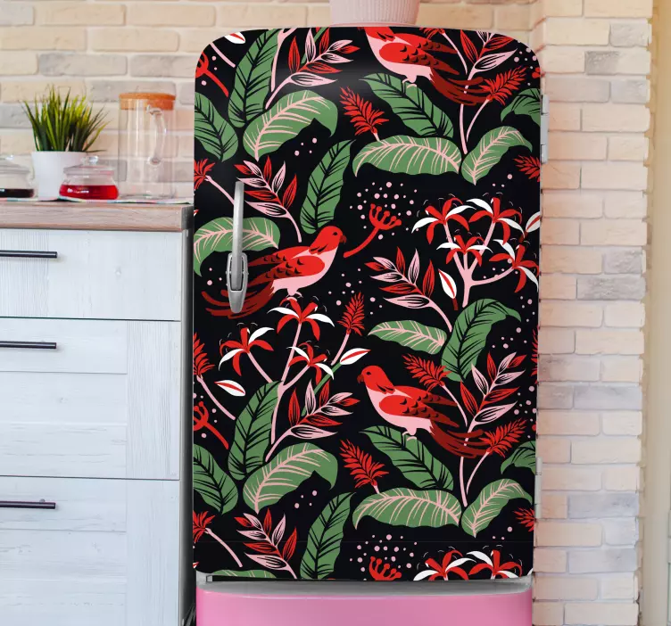 Sticker frigo motifs de feuilles tropicales - TenStickers