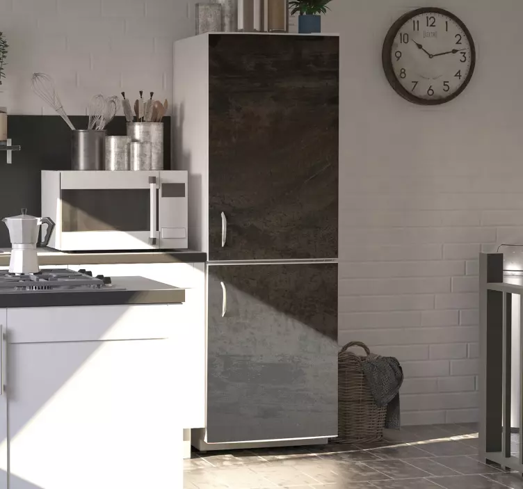 Sticker frigo style industriel fer gris vieilli - TenStickers