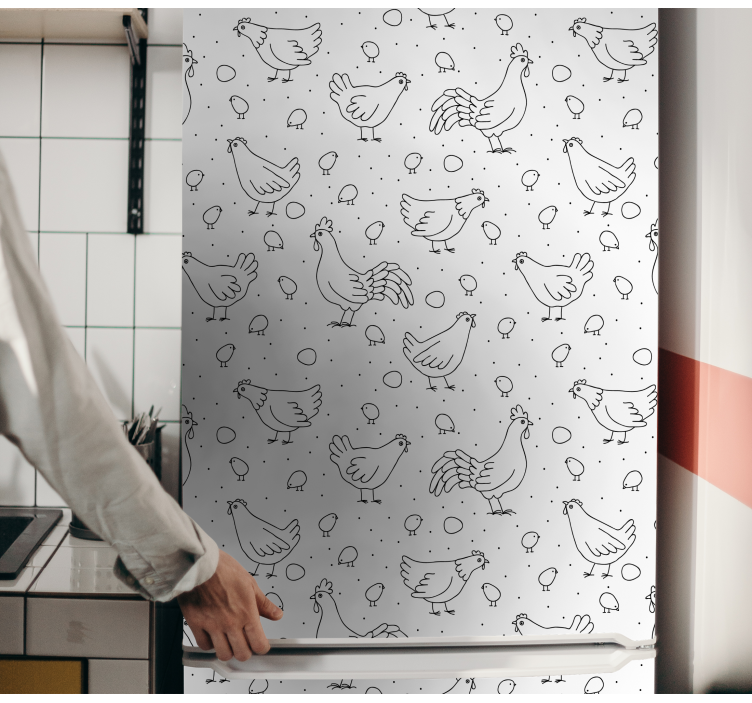 Sticker réfrigérateur superposition de motifs de poules - TenStickers