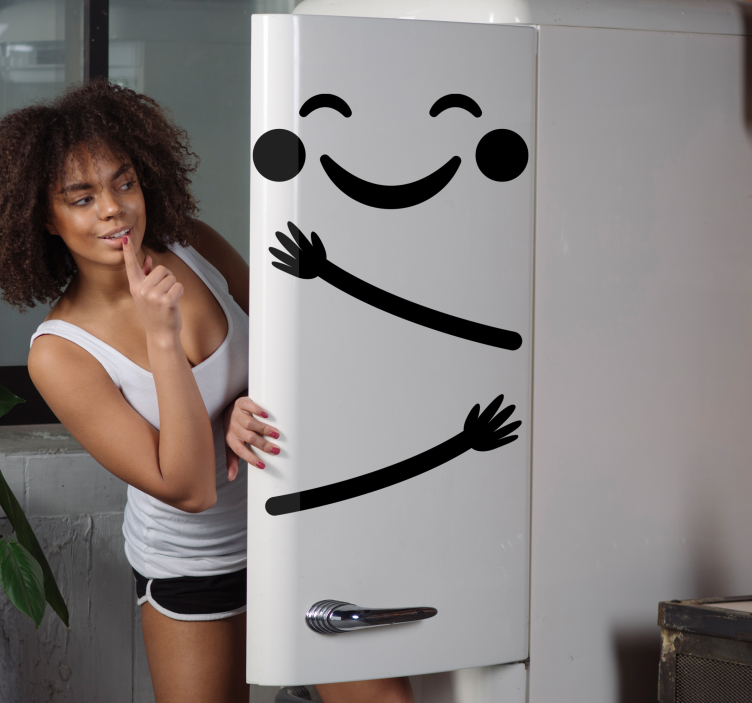 Sticker frigo visage souriant étreinte - TenStickers