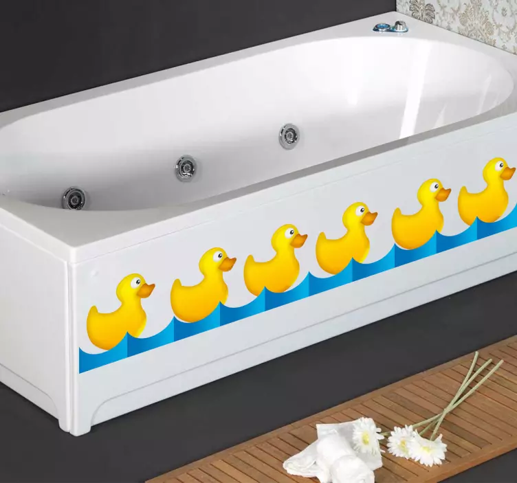 Sticker salle de bain frise oiseaux canards jaunes - TenStickers