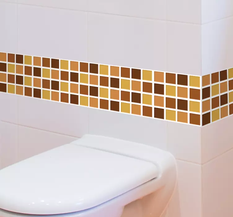 Frise tapisserie murale carreaux marron - TenStickers