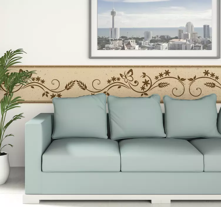 Frise tapisserie murale papillons et fleurs - TenStickers