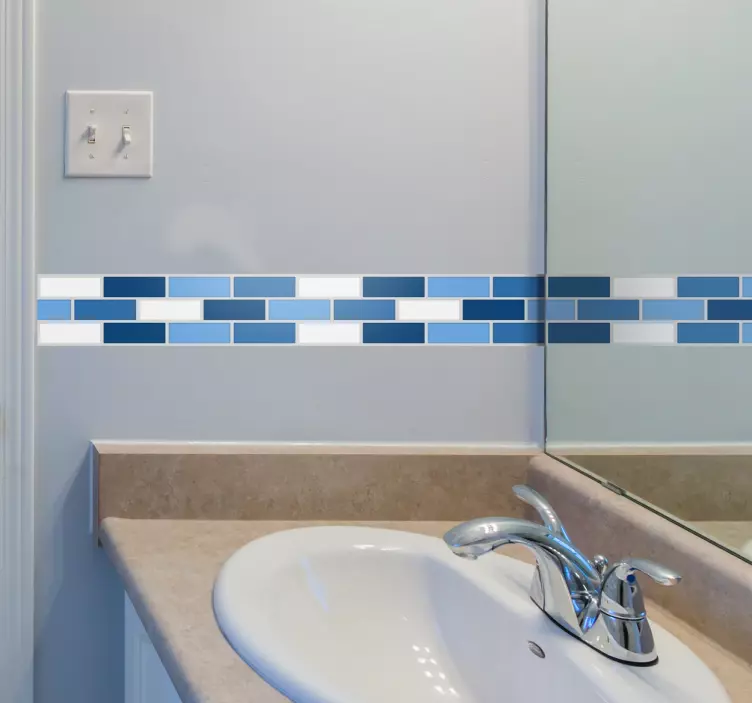 Sticker salle de bain frise tons bleu - TenStickers