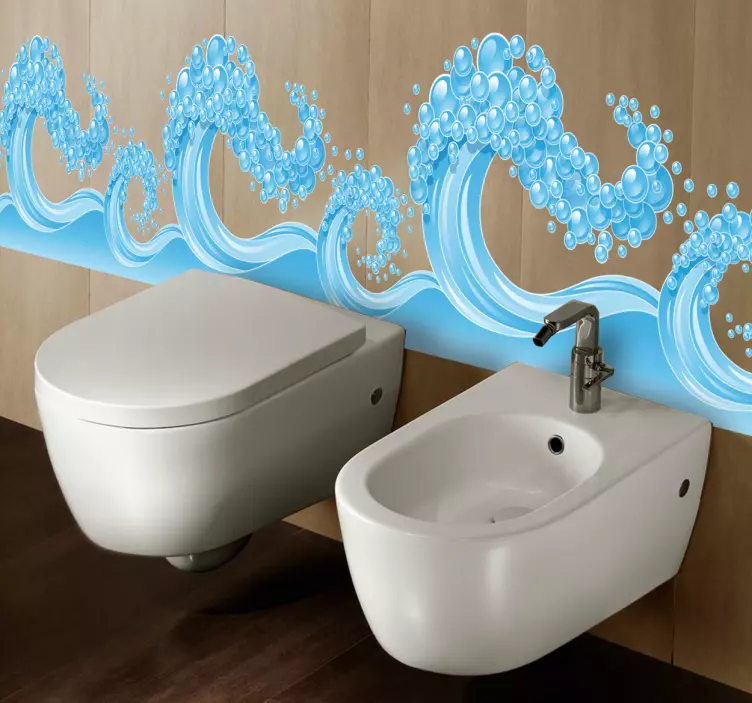 Sticker salle de bain frise vagues écume - TenStickers