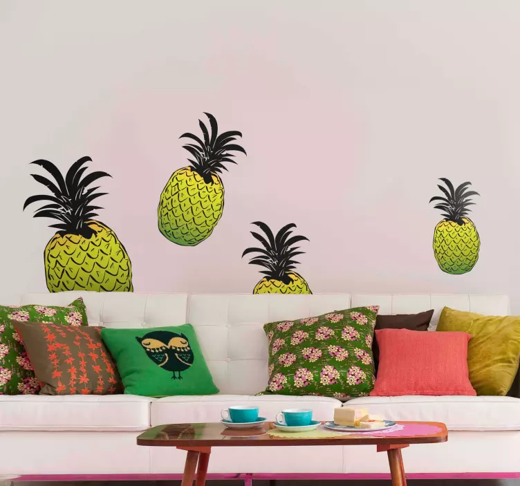 Sticker Fruit Ananas Colorés - TenStickers