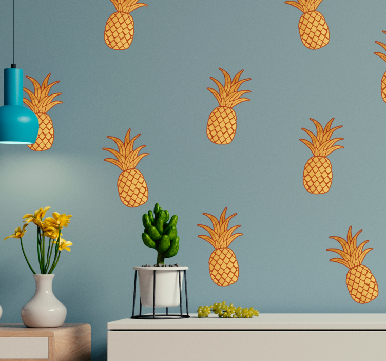 Sticker Fruit Motif Ananas Doré - TenStickers