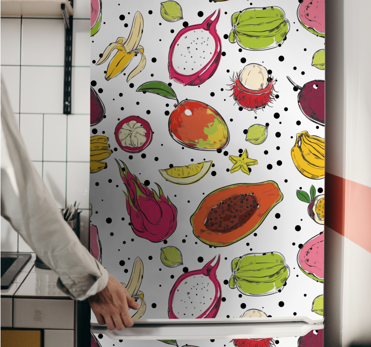Autocollant frigo motif de fruits tropicaux - TenStickers