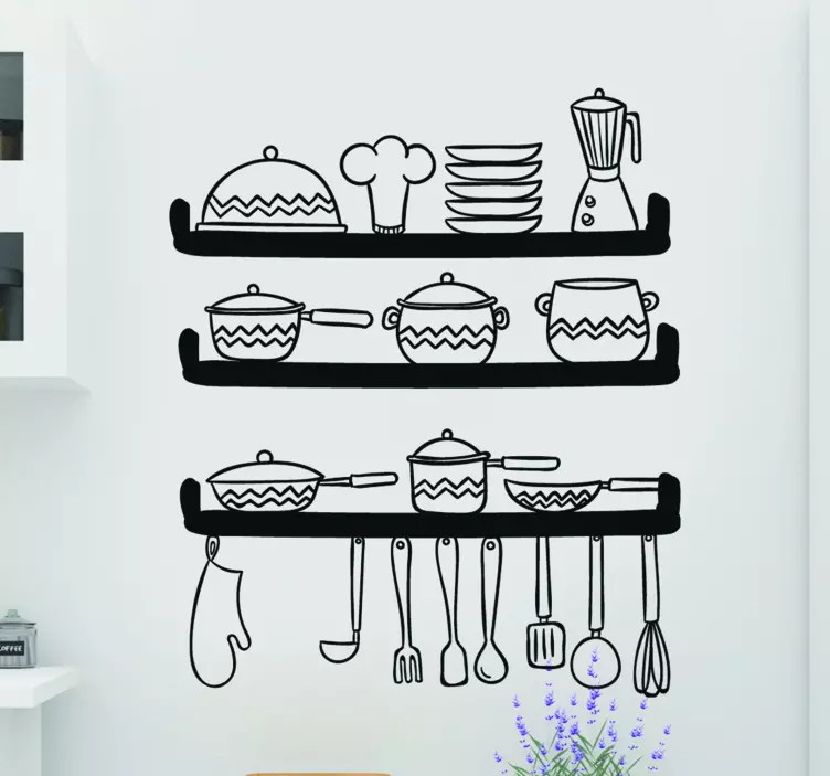 Sticker gastronomie présentoir d'ustensiles de cuisine - TenStickers