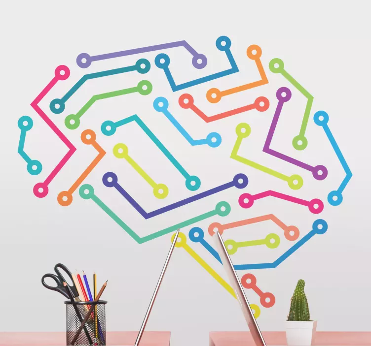 Sticker géométrique connexion neurale colorée - TenStickers