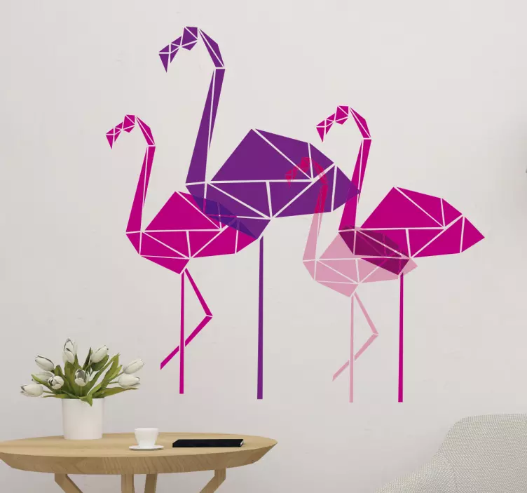 Sticker géométrique flamants roses - TenStickers
