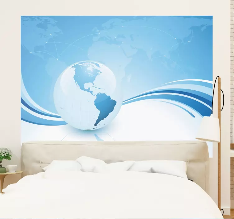 Sticker carte du monde globe conceptuel - TenStickers
