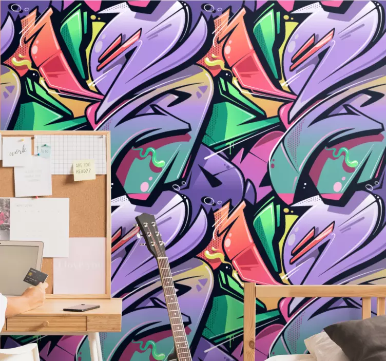 Sticker chambre ado graffiti abstrait vibrant - TenStickers