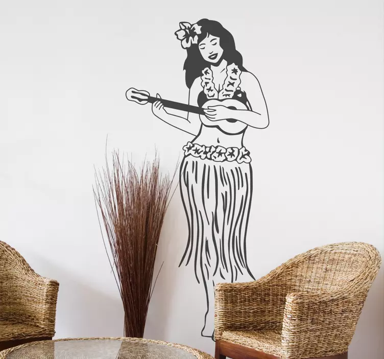 Sticker mural pour salon musique danseuse hawaïenne - TenStickers