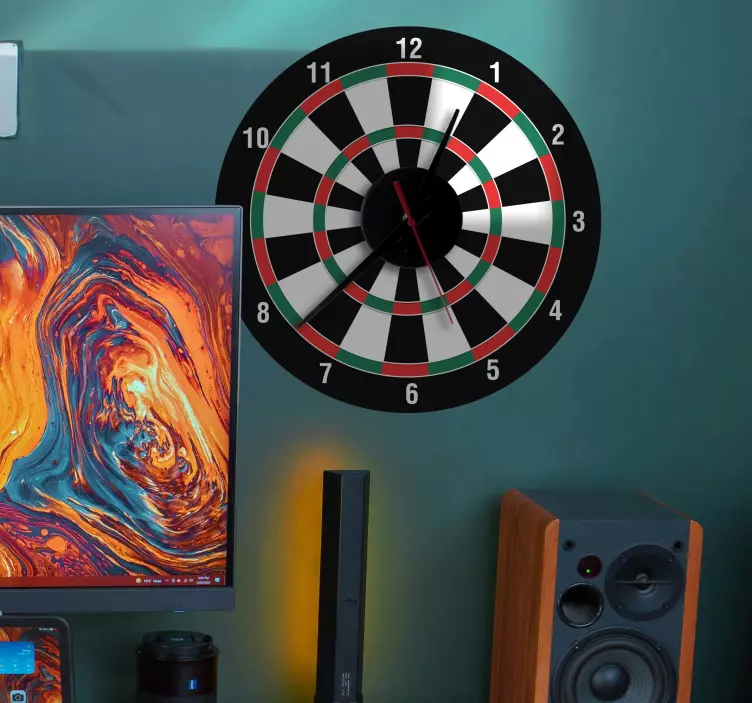 Sticker horloge fléchettes cible - TenStickers