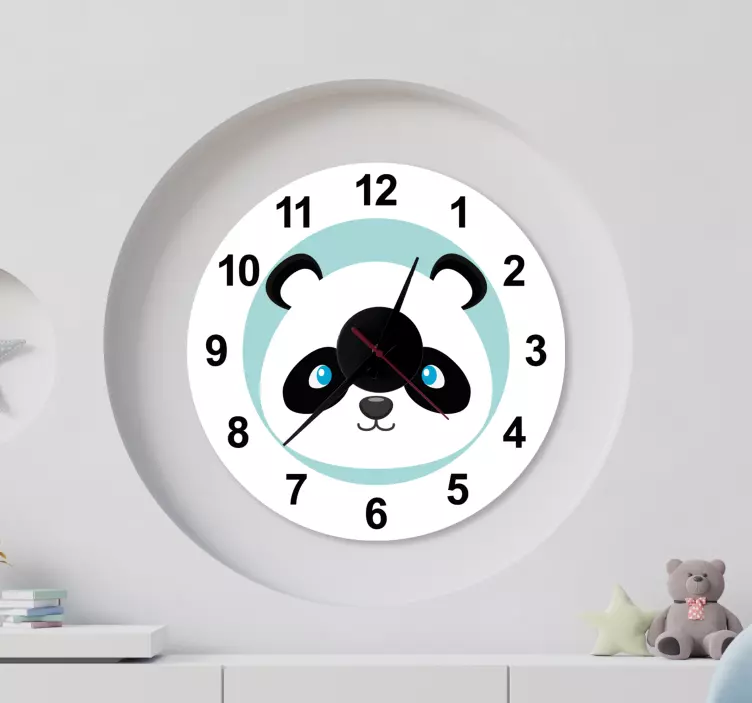Sticker horloge visage de panda - TenStickers