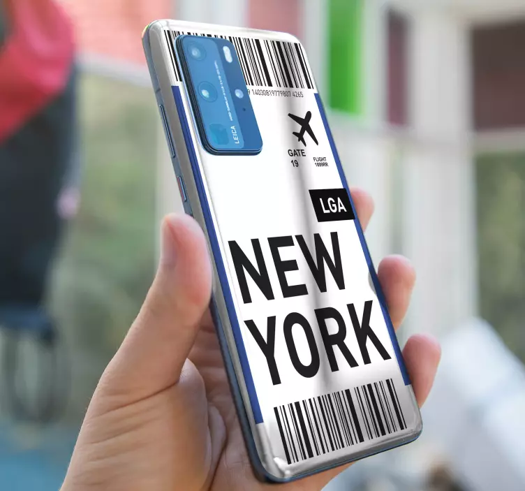 Sticker Huawei carte d'embarquement de new york - TenStickers