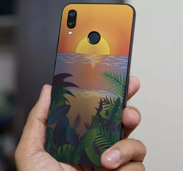 Sticker Huawei coucher de soleil tropical - TenStickers
