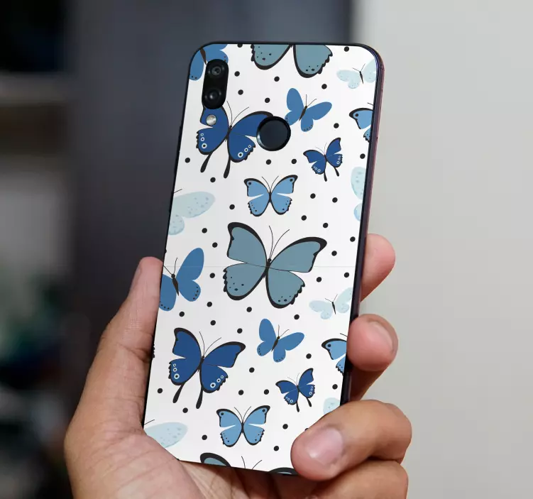 Sticker Huawei motifs de papillons bleus - TenStickers