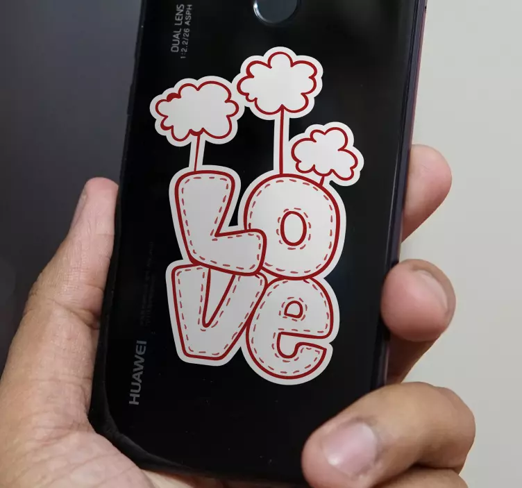 Sticker Huawei nuages au-dessus du texte d'amour - TenStickers