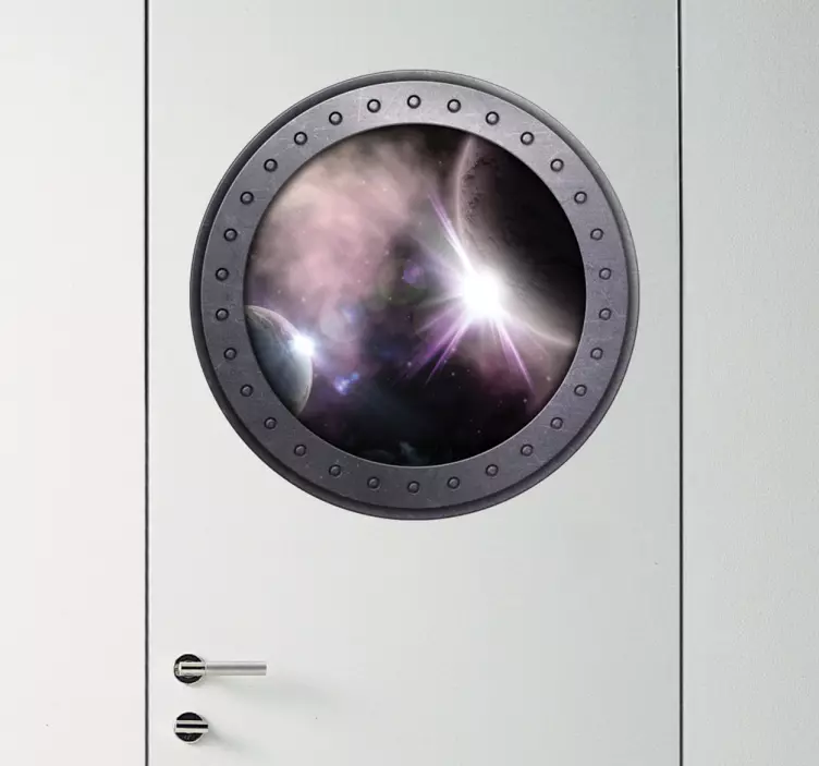 Sticker porte original hublot espace - TenStickers