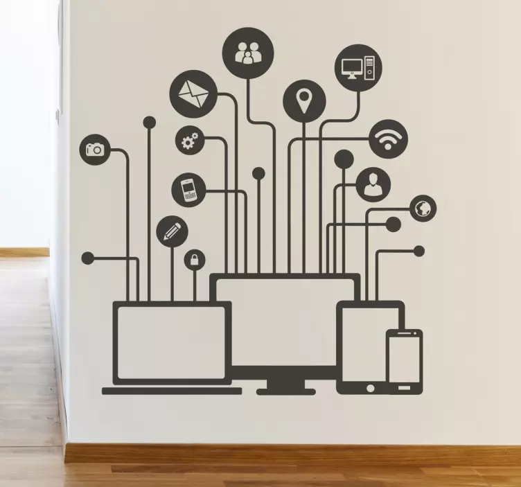 Sticker bureau illustration médias - TenStickers