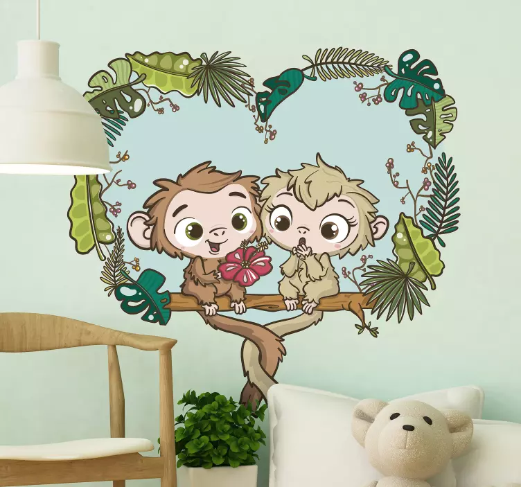 Sticker Illustration Singes sur la Branche - TenStickers