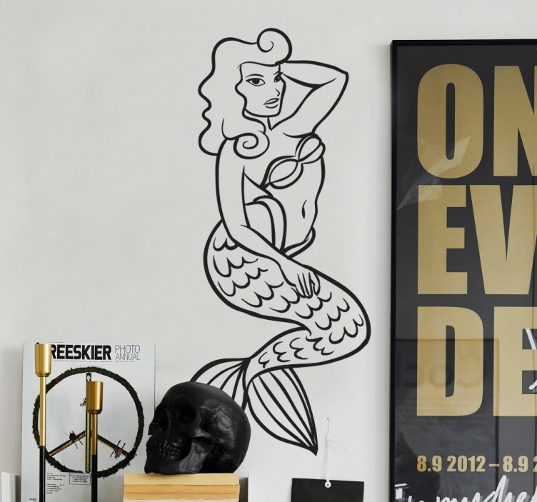 Sticker illustration sirène tattoo - TenStickers