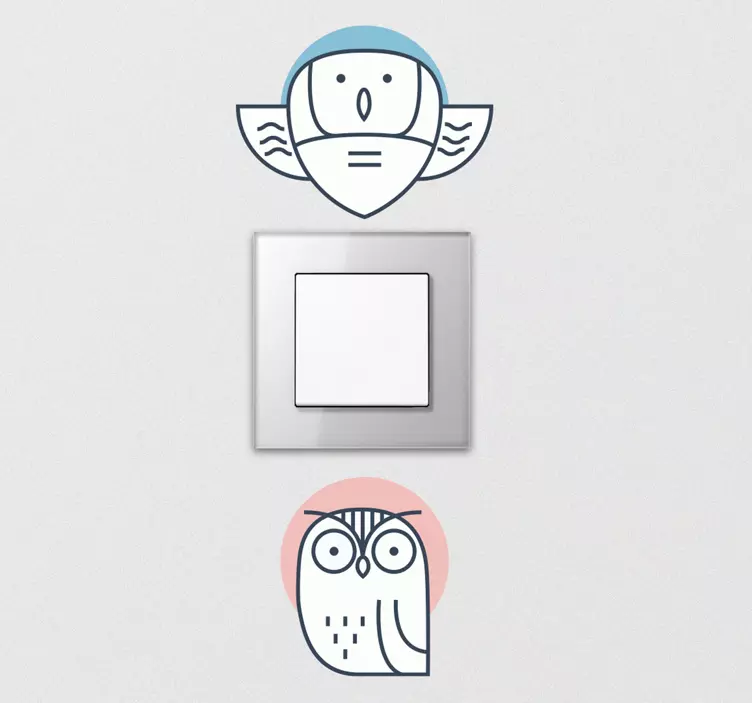 Sticker interrupteur oiseau et chouette - TenStickers