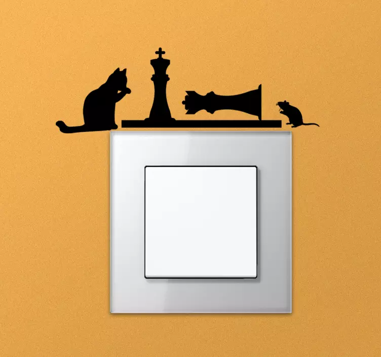 Sticker interrupteur scène de chat d'échecs - TenStickers