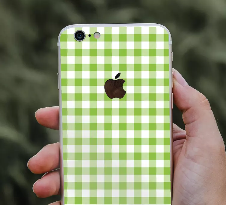 Sticker iphone motif à carreaux verts - TenStickers