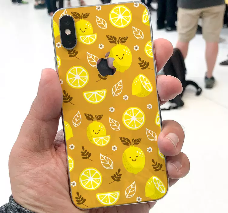Sticker iphone motif citron joyeux - TenStickers