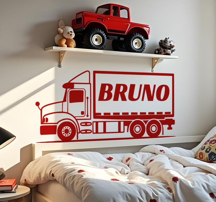 Sticker chambre enfant camion avec nom - TenStickers