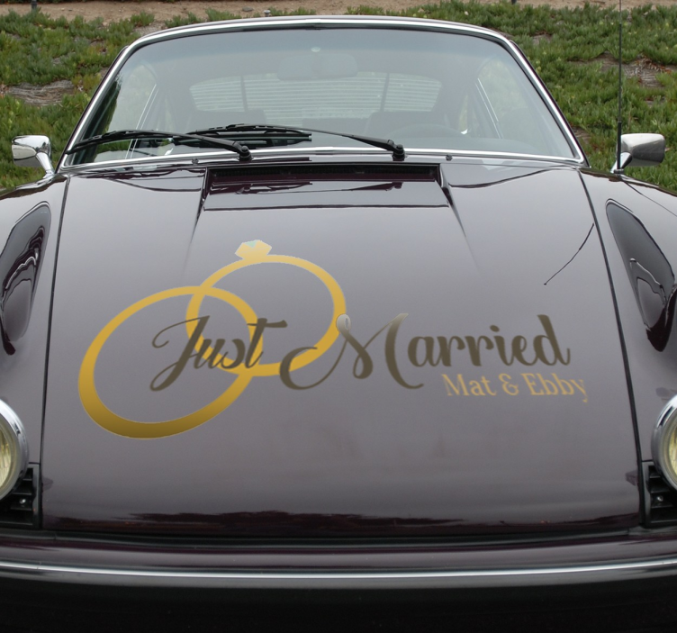 Sticker mariage personnalisable voiture Just Married - TenStickers