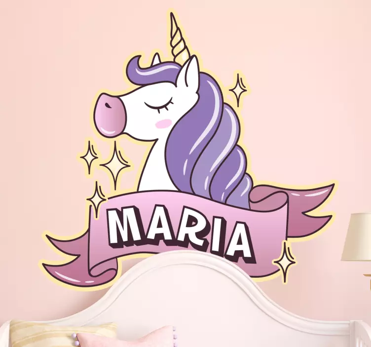 Sticker chambre enfant licorne personnalisable - TenStickers
