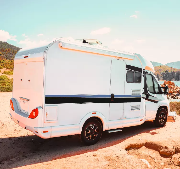 Sticker camping car ligne bandes latérales - TenStickers