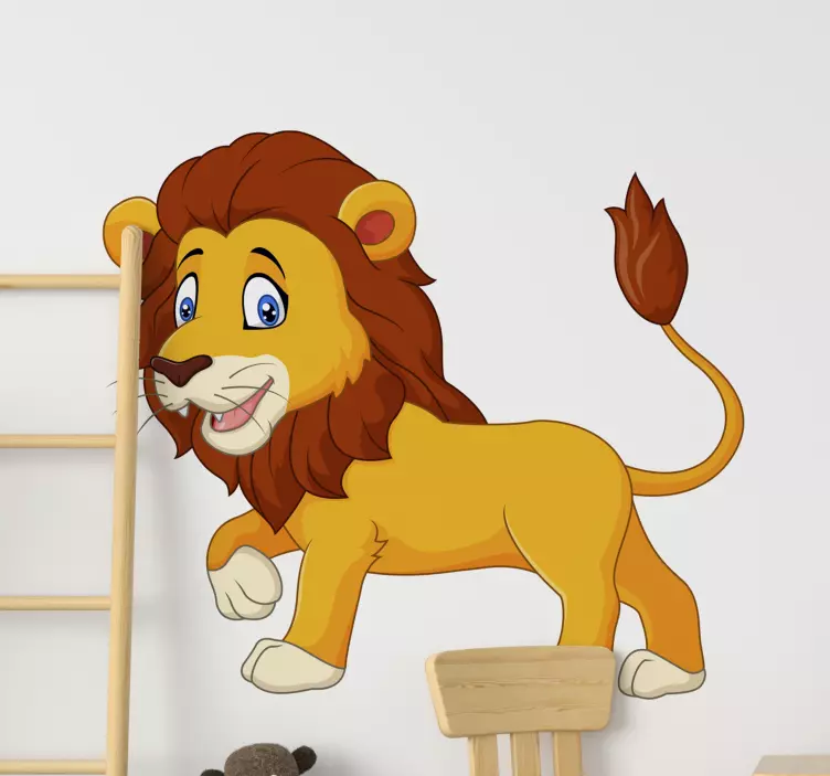 Sticker lion en cartoon amusant - TenStickers