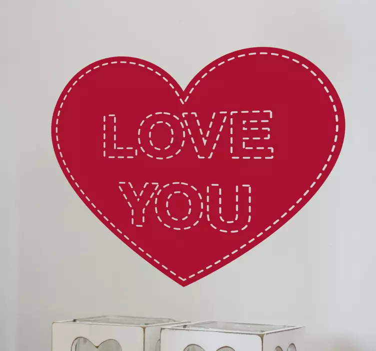 Sticker amour motif cœur Love you - TenStickers