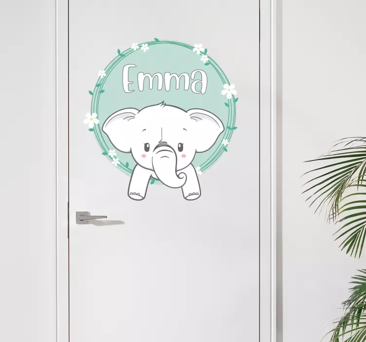 Sticker Maison Bébé éléphant avec prénom - TenStickers