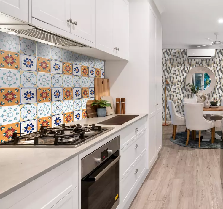 Sticker cuisine carreaux multicolores - TenStickers