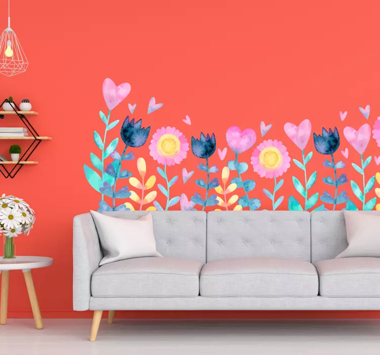 Sticker Maison Frise Murale fleurs - TenStickers