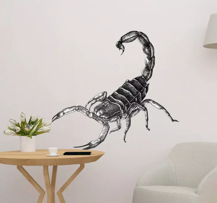 Sticker Maison Gravure Scorpion - TenStickers