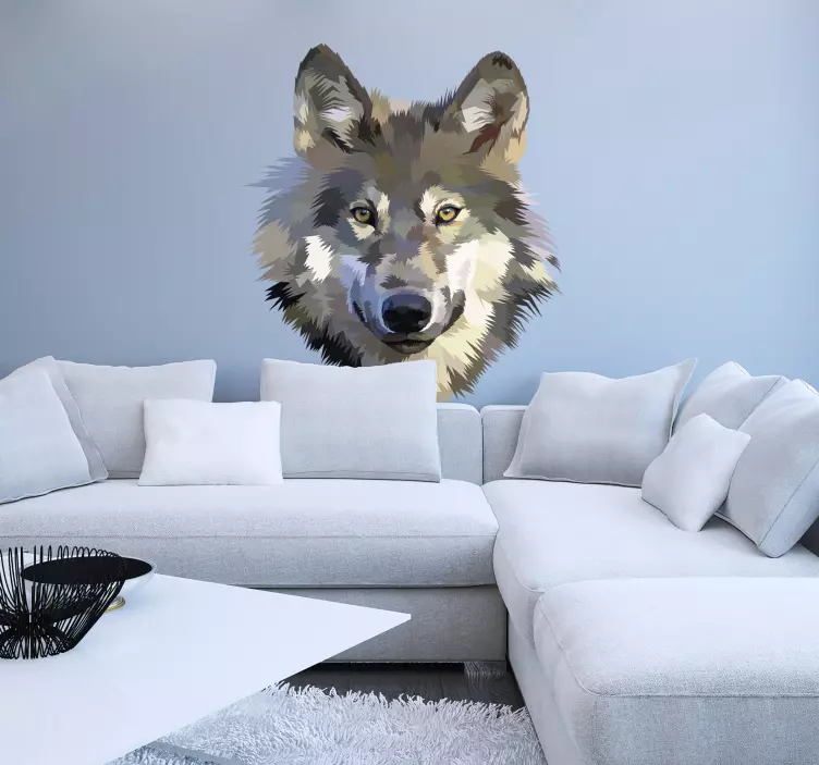 Sticker animaux sauvages loup vintage - TenStickers